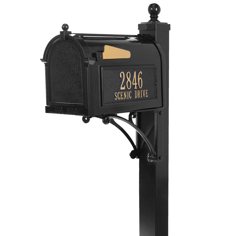 Whitehall Deluxe Streetside Mailbox – Black Extra Large Package With Custom Plaques & Post - View #14